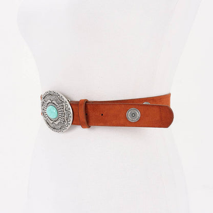 Plus Size Faux Suede Multi Metal Belt