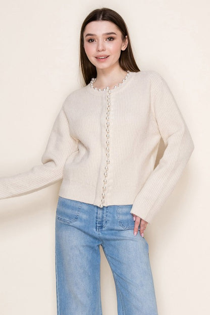 WB Pearl Trim Cardigan