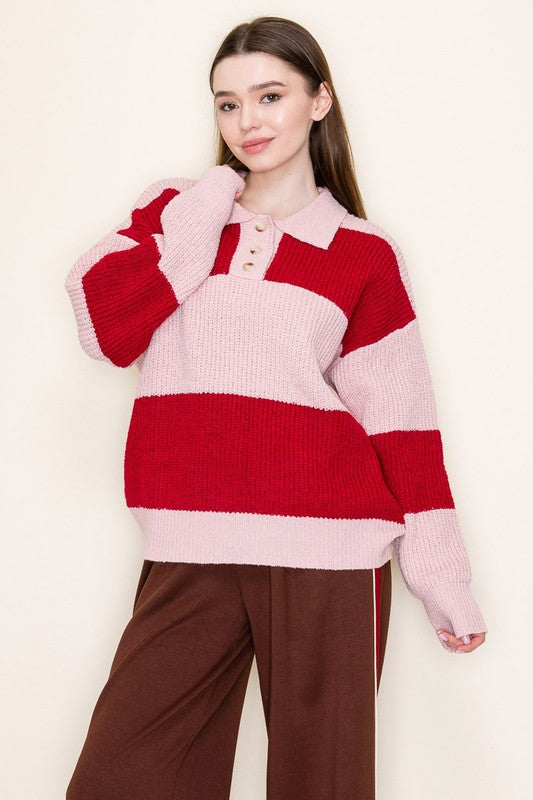 WB Pink Red Stripe Sweater