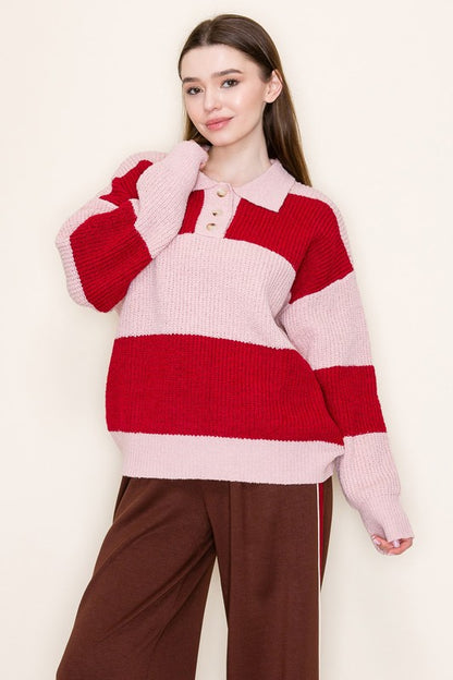 WB Pink Red Stripe Sweater