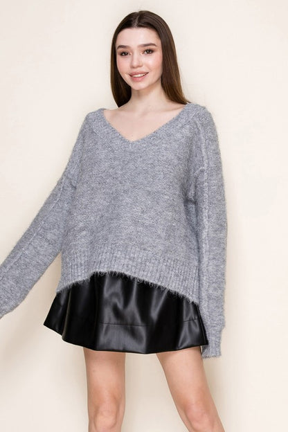 WB Grey V Neck Sweater