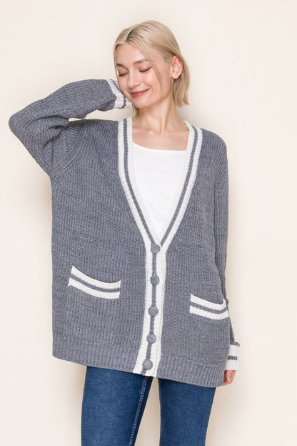 WB Grey Contrast Cardigan