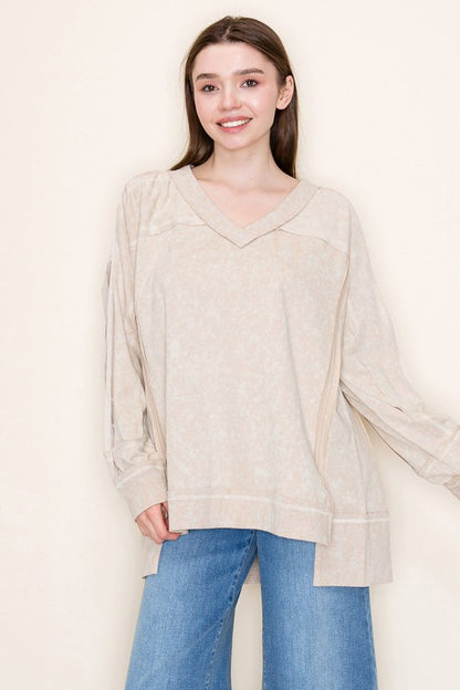 WB Sand Sheer Sleeve Top