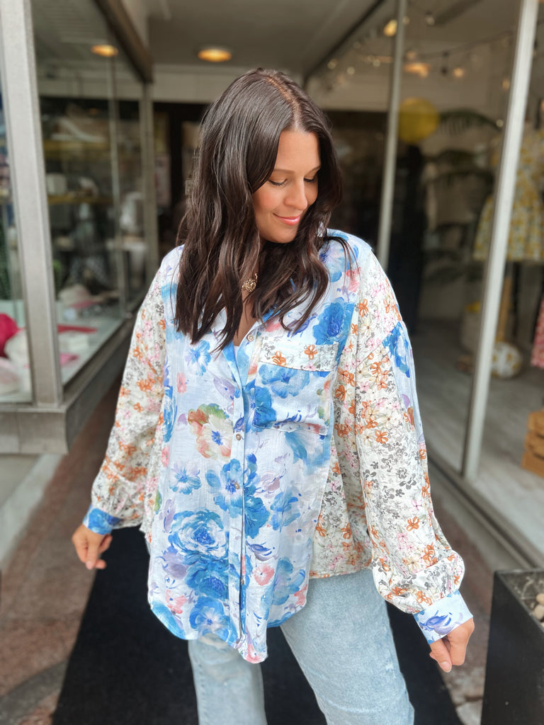 Colorful Blooms Button Down
