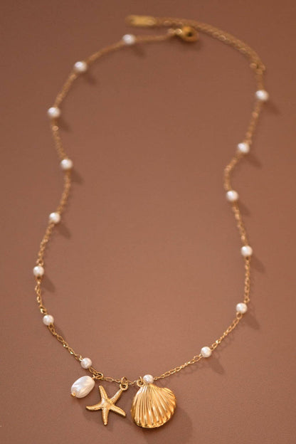 Stone, Starfish, & Seashell Necklace