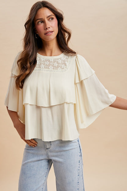 What She Wants Lace Cape Blouse