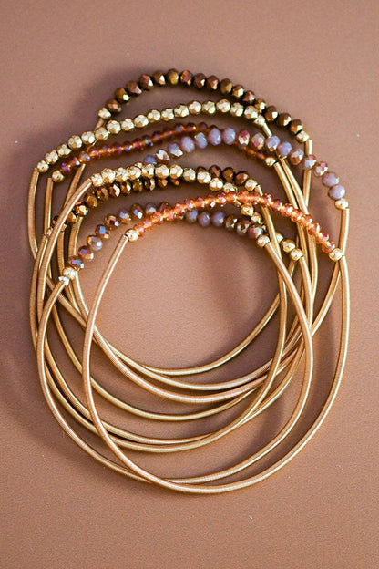 Brown Stone Guitar String Bracelet Stack