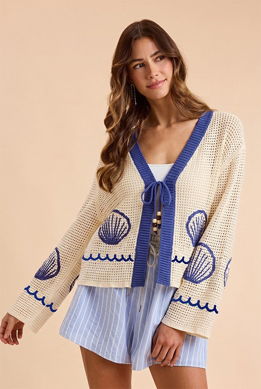 Seashell Open Knit Cardigan