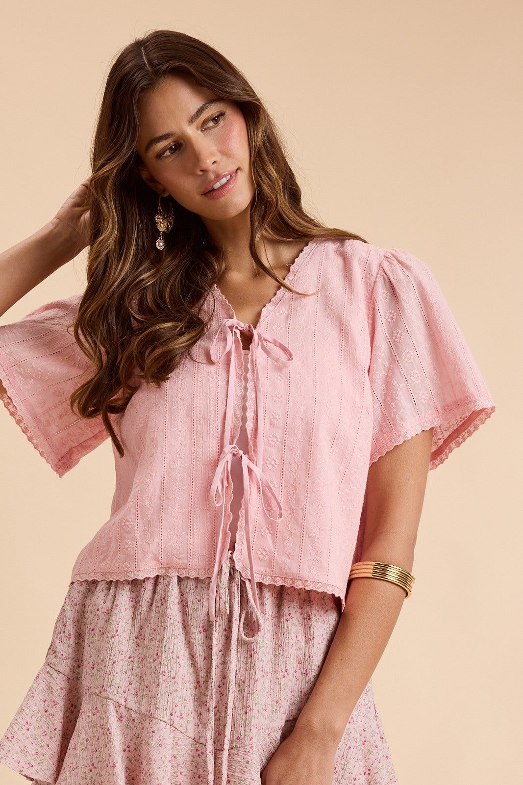 Pretty In Pink Tie Blouse