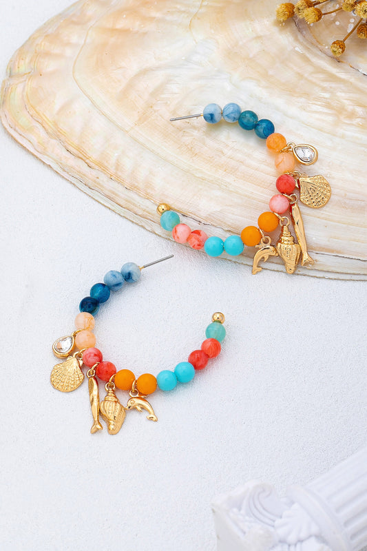 Nautical Beaded Hoop Earrings