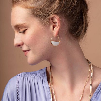 Opalite/Silver Stone Prism Hoop