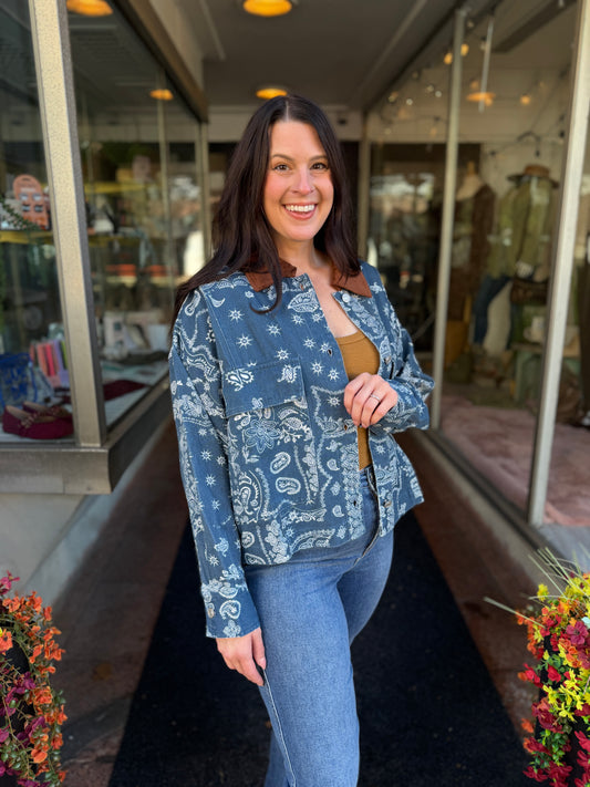 Navy Paisley Vintage Jacket