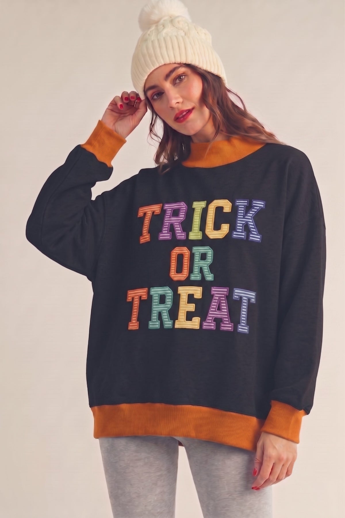 Trick Or Treat Mock Neck Top