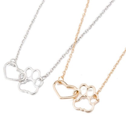Paw Heart Charm Necklace