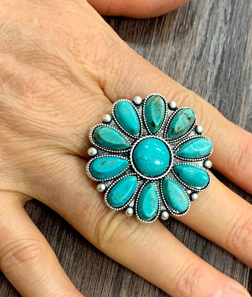 Western Flower Turquoise Ring