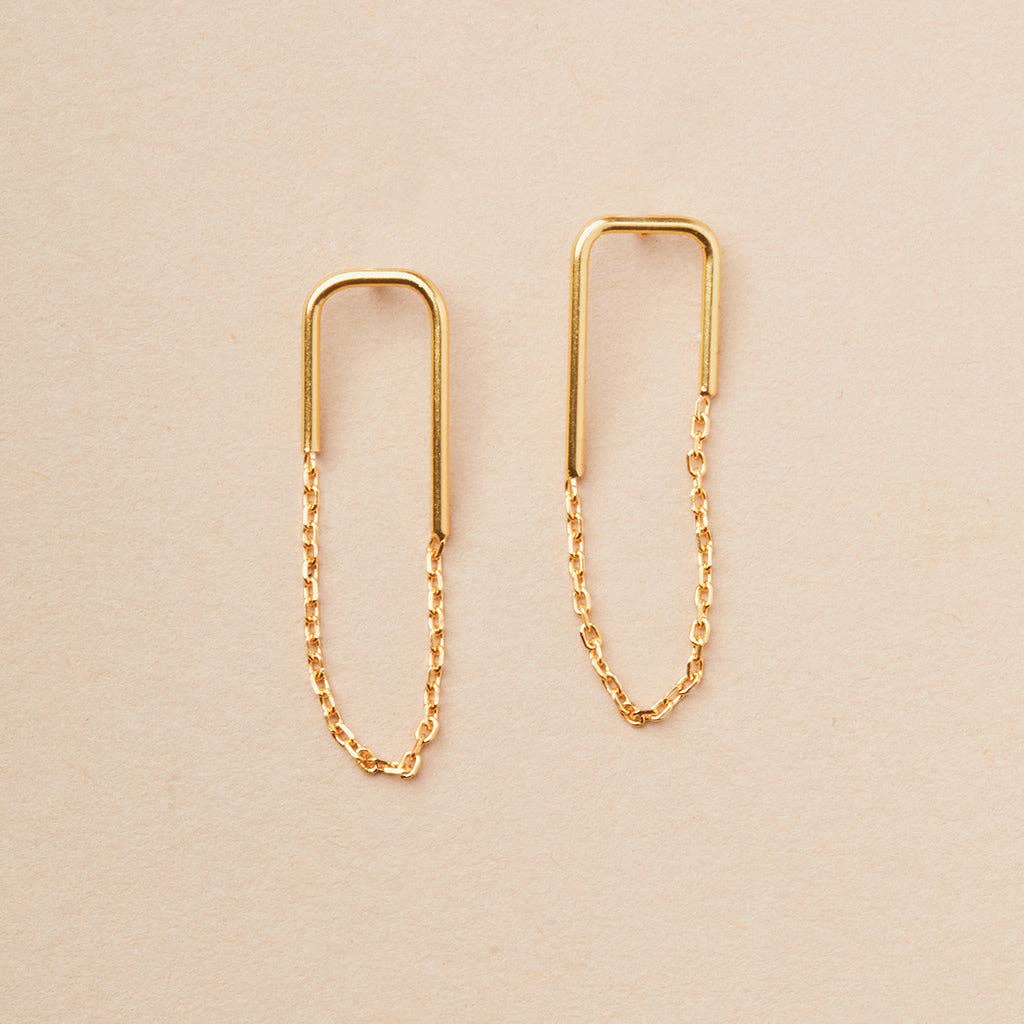 Filament Gold Hanging Stud Earring