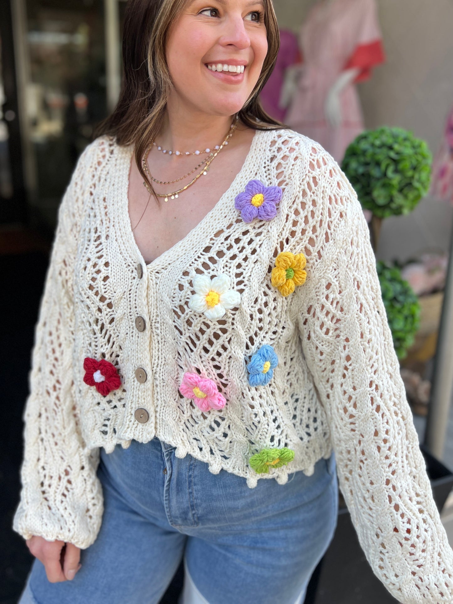 Colorful Blooms Crochet Cardigan