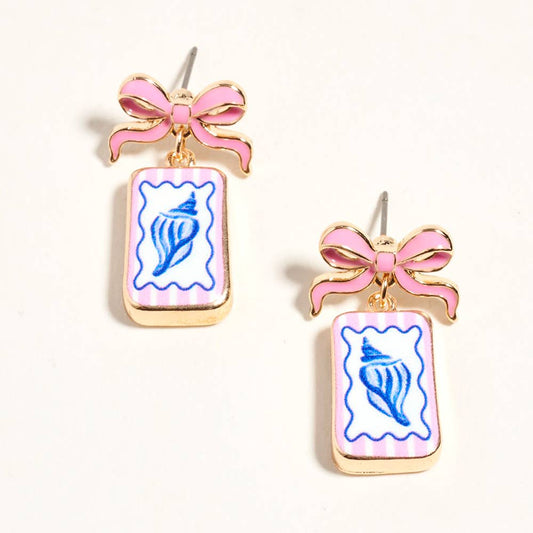 Bow Print Frame Earrings