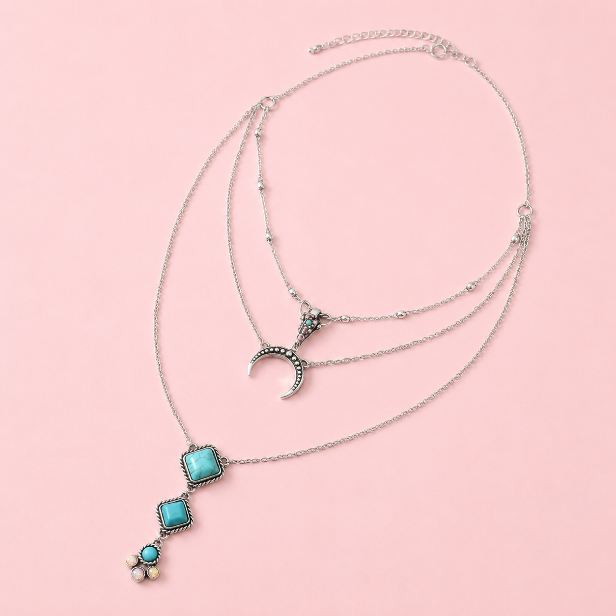 3 Layered Western Turquoise Necklace