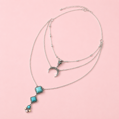 3 Layered Western Turquoise Necklace