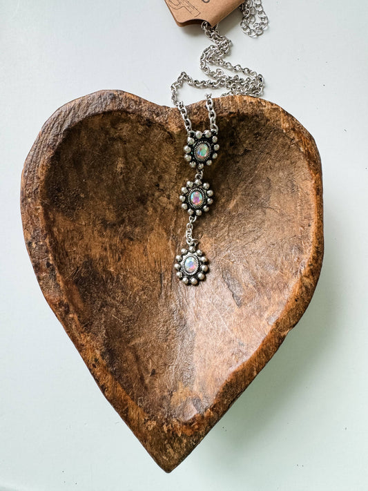 Western Glass Stone Y Necklace 