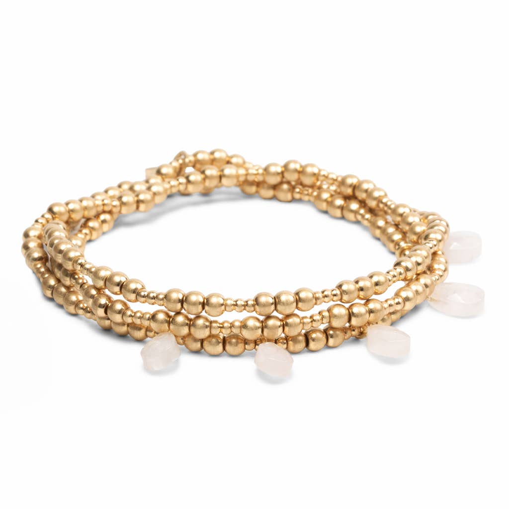 Rose Quartz Gold Metal Wrap