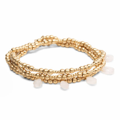 Rose Quartz Gold Metal Wrap