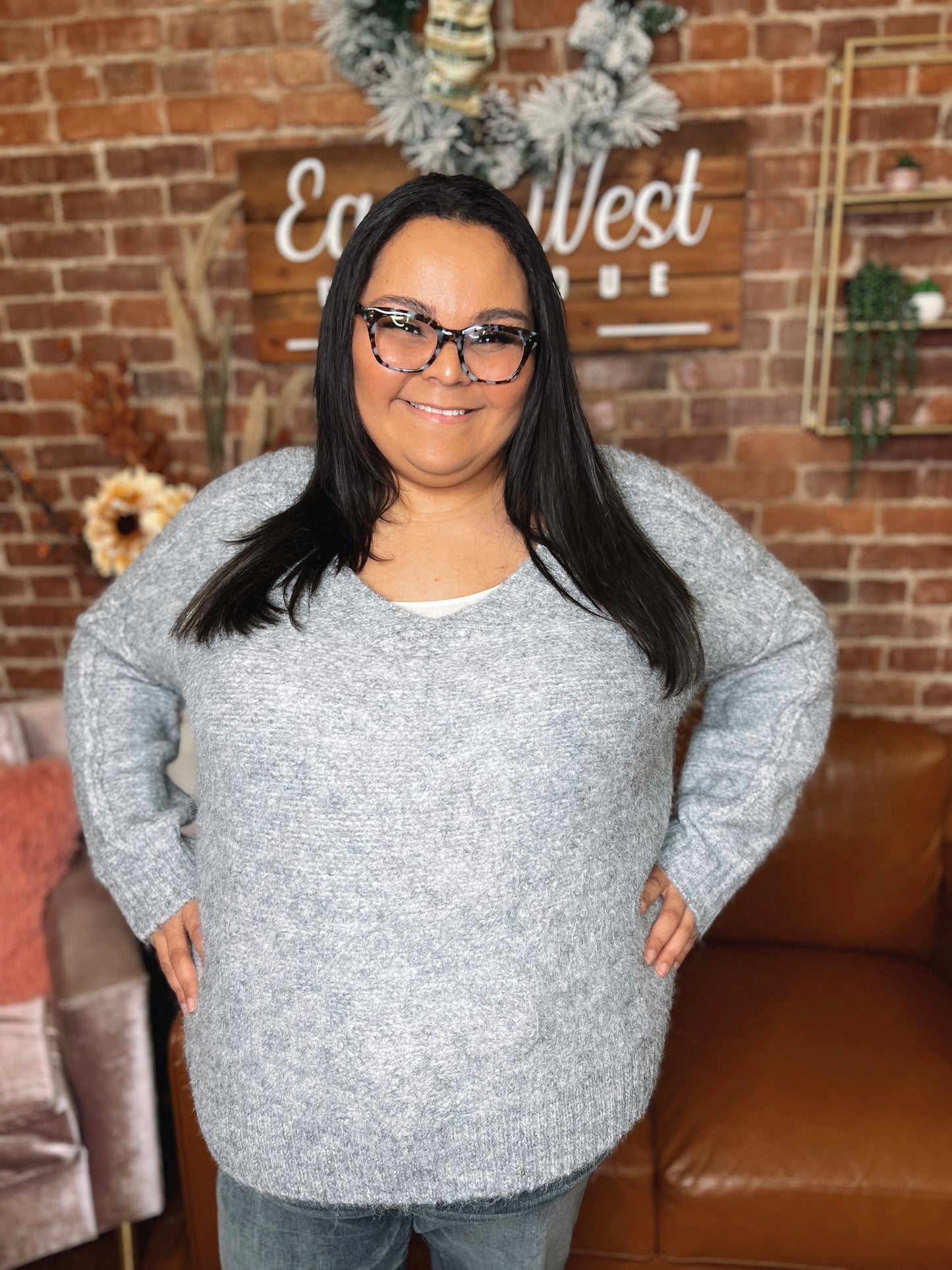 WB Grey V Neck Sweater