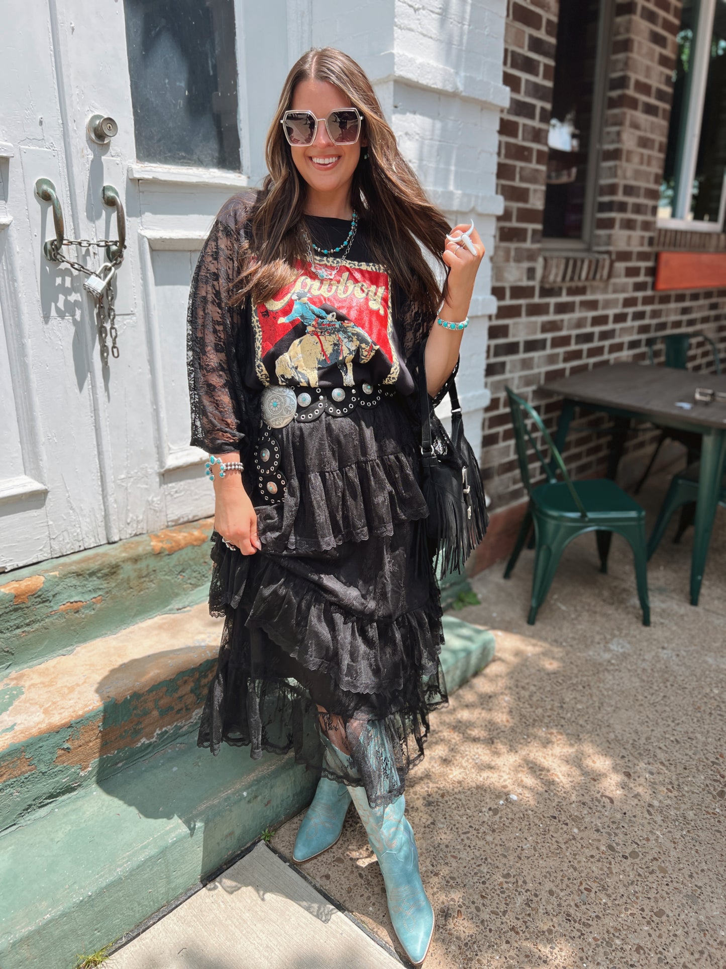 Lace Sleeve Cowboy Tee
