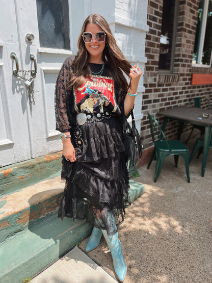 Lace Sleeve Cowboy Tee