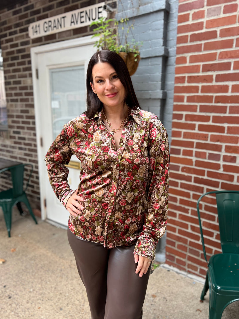 Pretty Thing Velvet Button Down