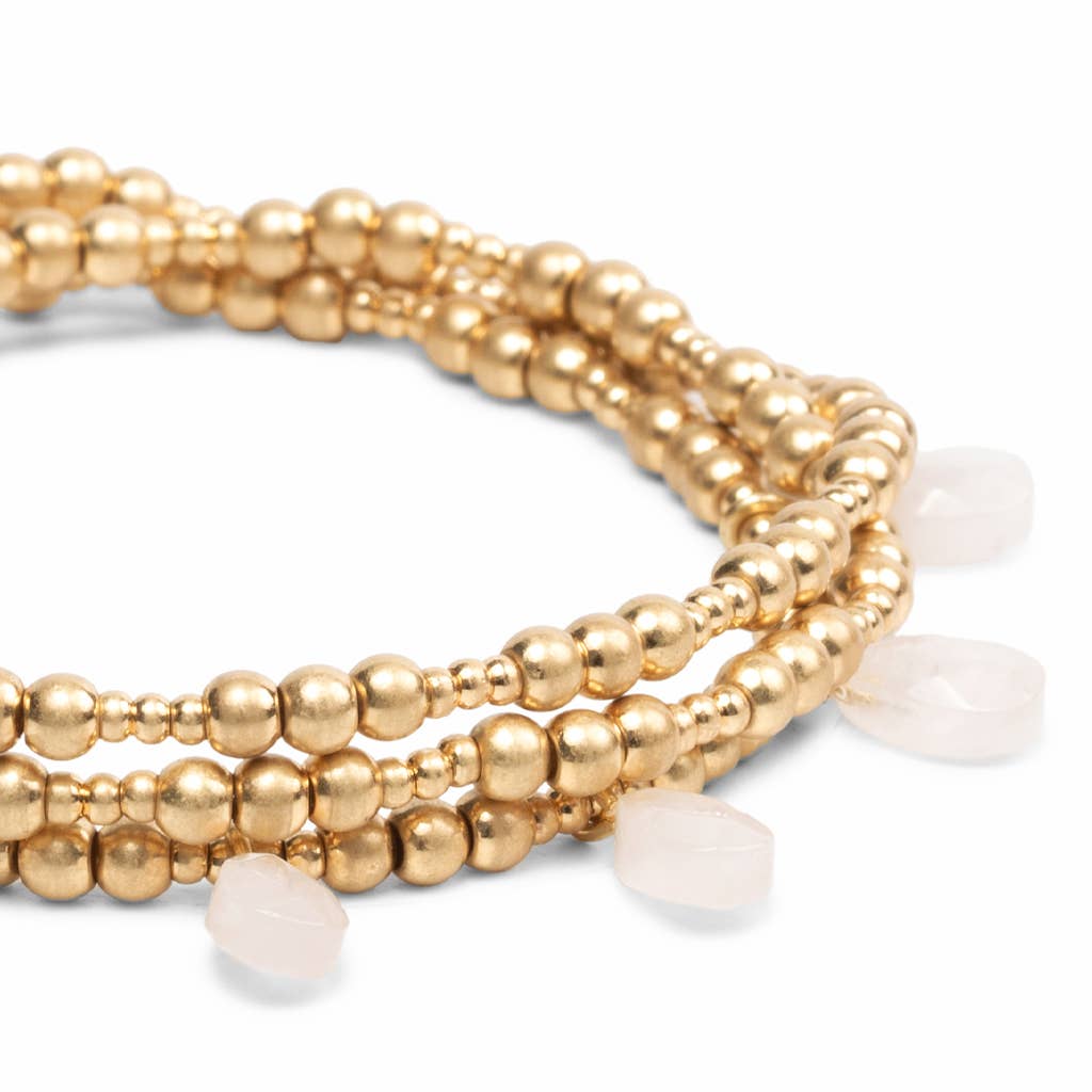 Rose Quartz Gold Metal Wrap