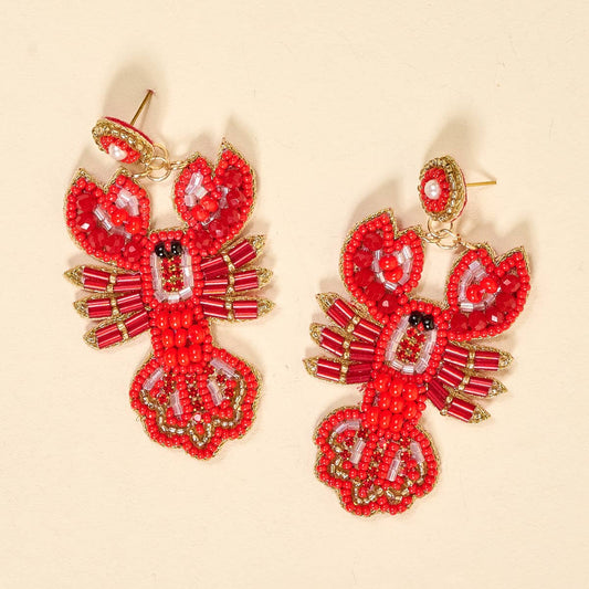 Beaded Lobster Earrings