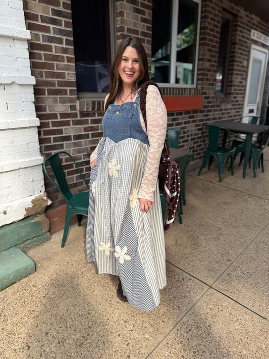 Cottage Cutie Patchwork Overall Dress