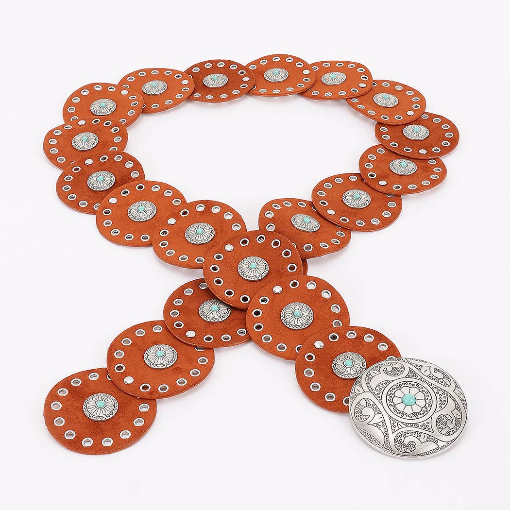 Plus Size Faux Suede Disc Belt