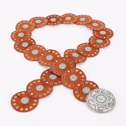 Plus Size Faux Suede Disc Belt