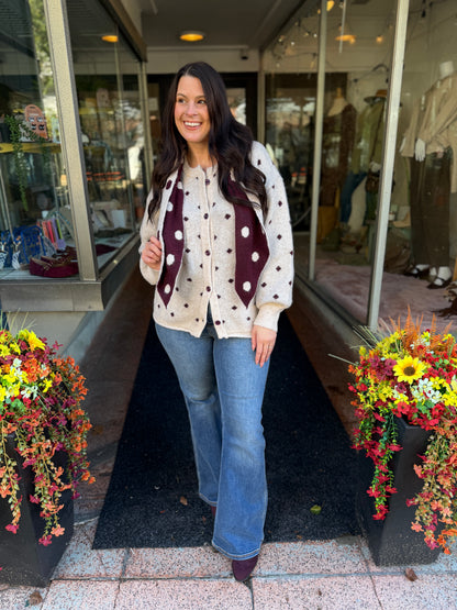 Be Gentle Polka Dot Scarf Cardigan