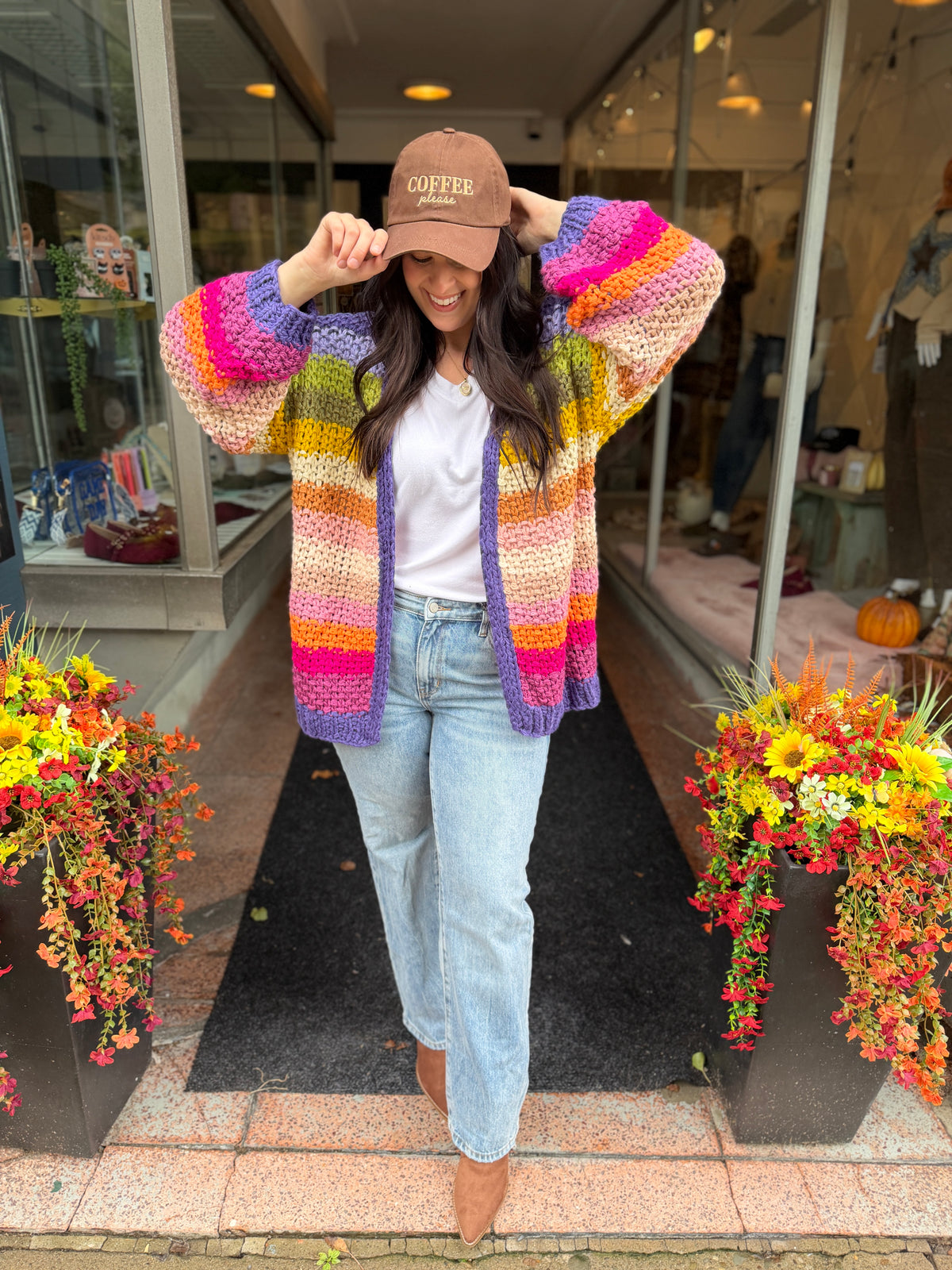 Colorful Hand-Crochet Open Cardigan