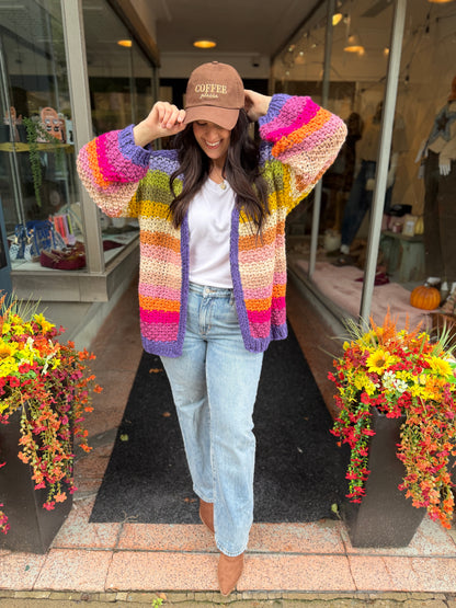 Colorful Hand-Crochet Open Cardigan