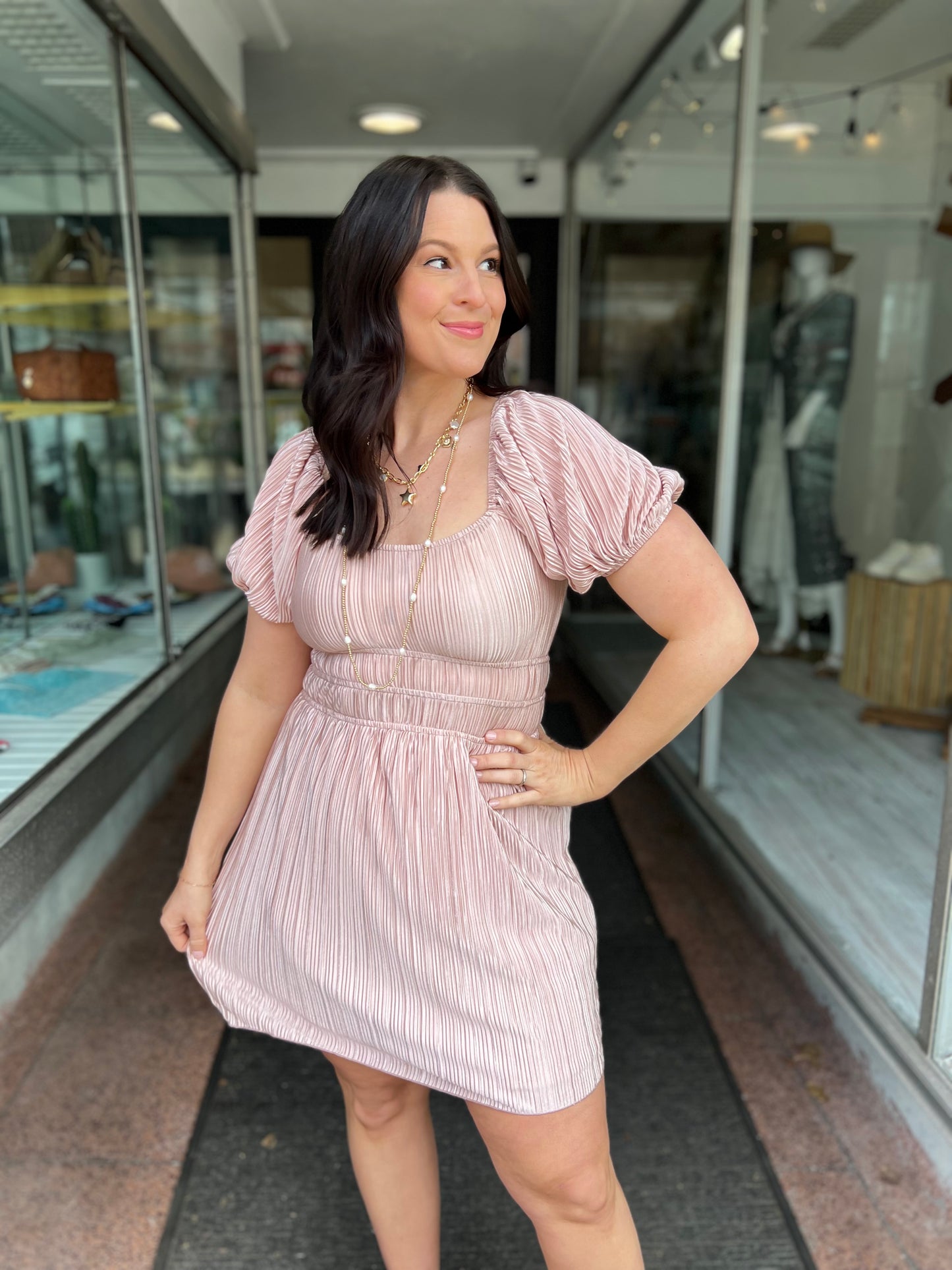 *Final Sale* GG Smocked Plisse Mini Dress