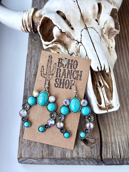 Western Blossom Turquoise Earrings