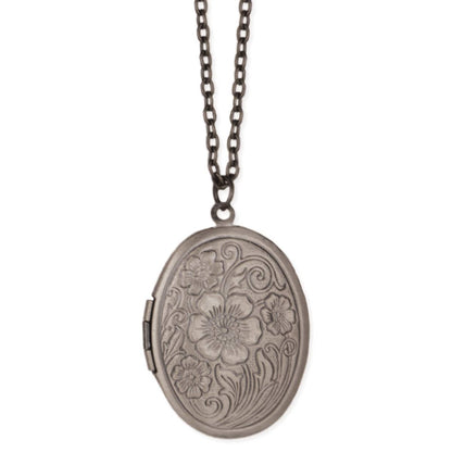 Vintage Memories Silver Floral Locket Necklace