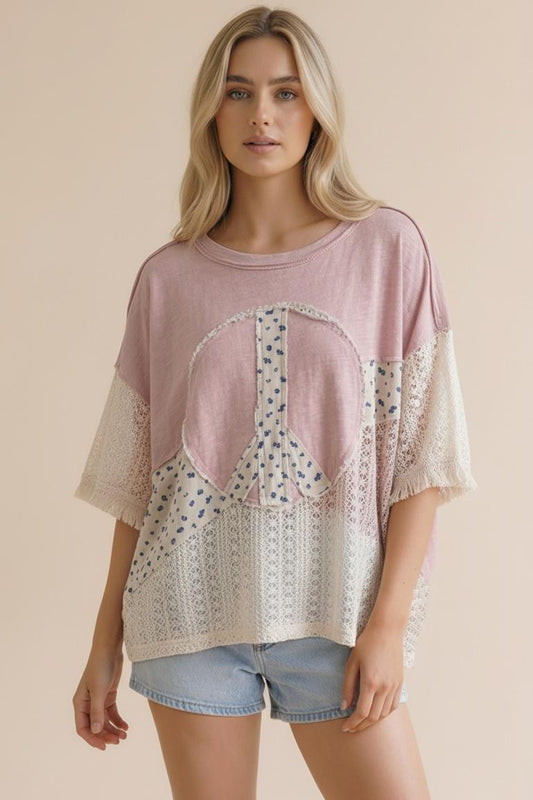 Peace Out Patchwork Top