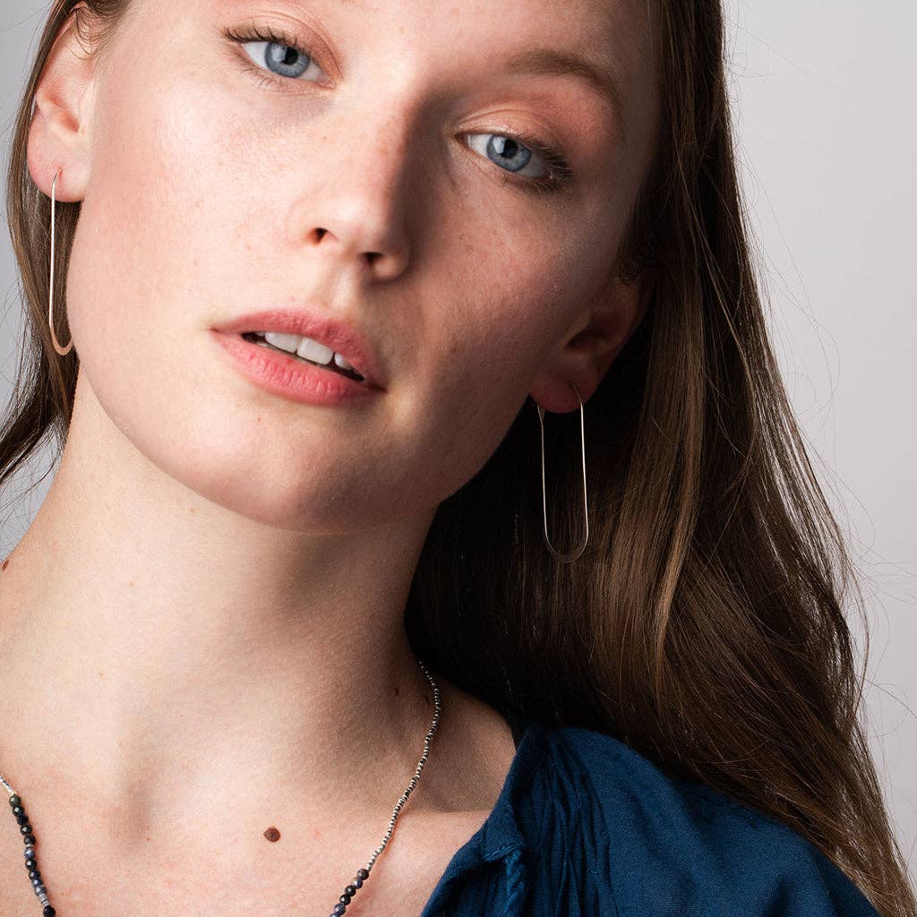Cosmic Oval Silver Earrings