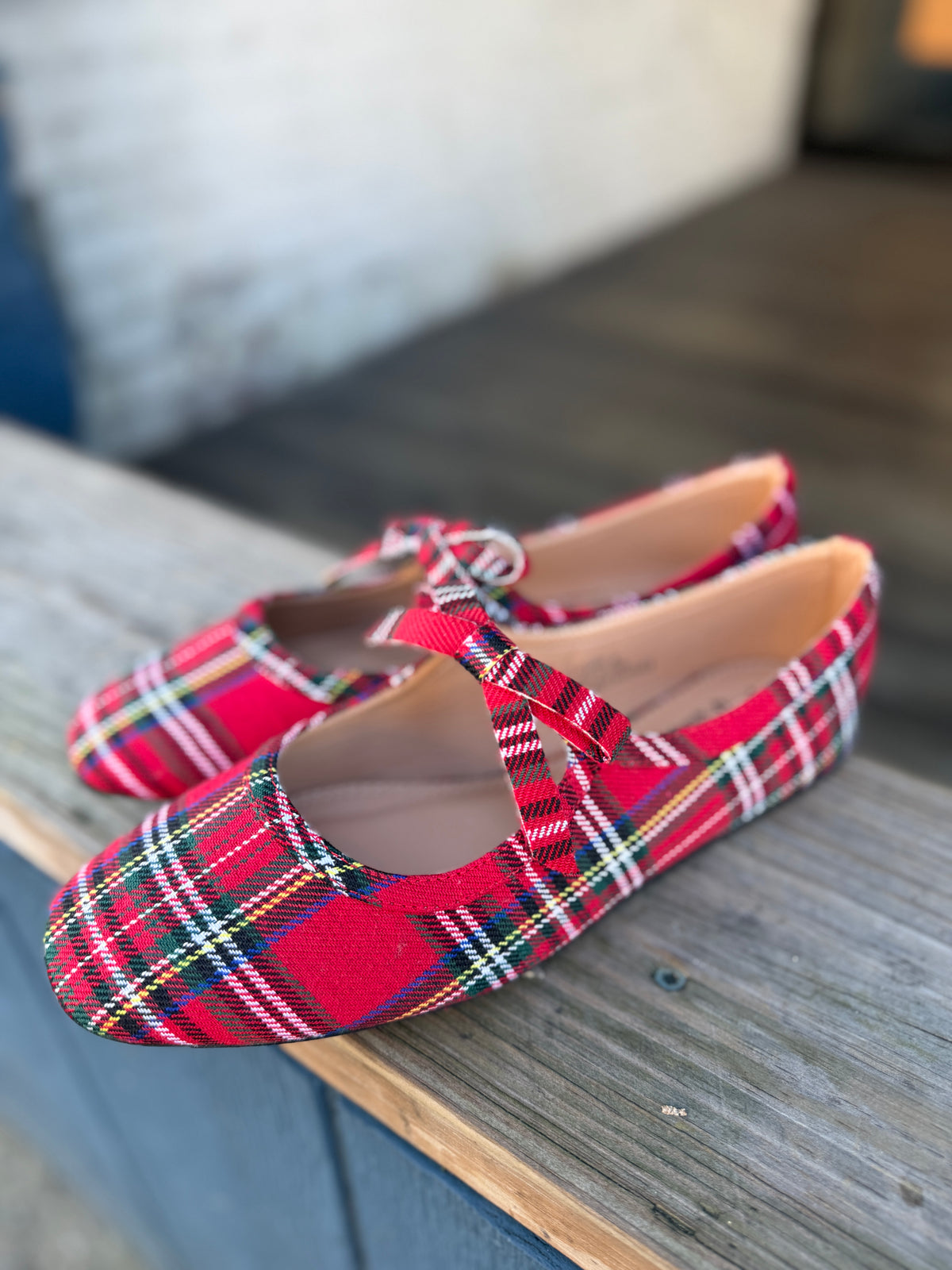 Corkys Layover Ballet Flats Red Plaid