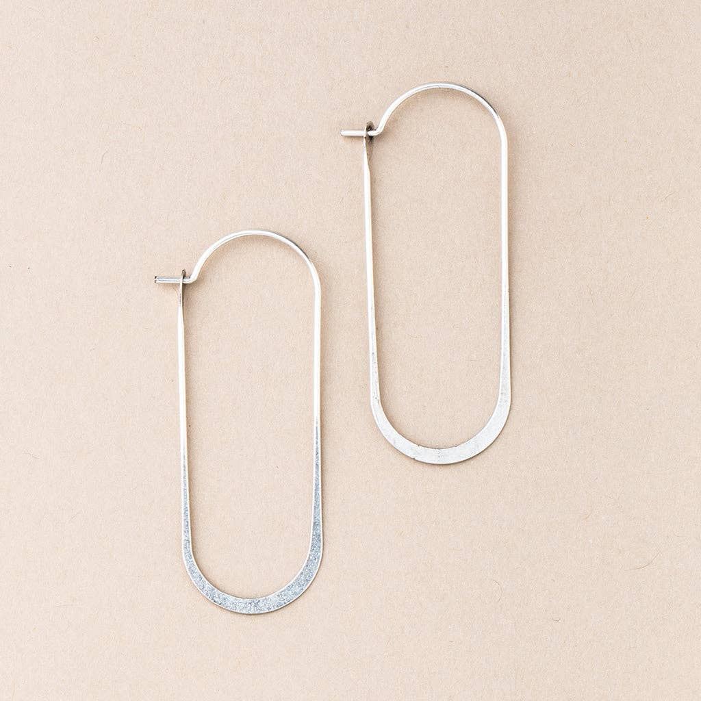 Cosmic Oval Silver Earrings