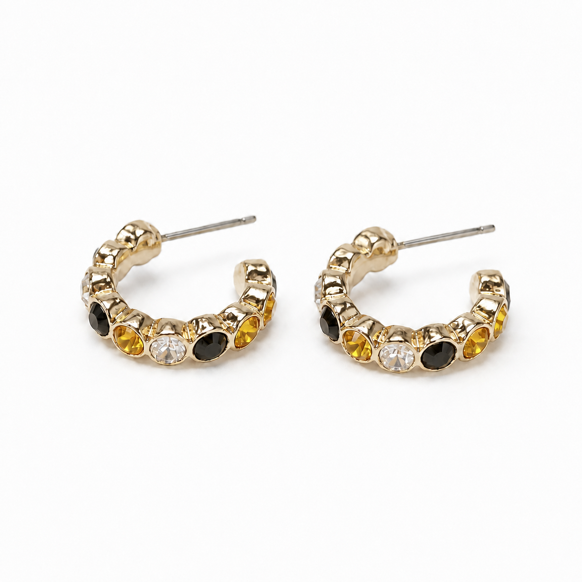 Game Day Black & Gold Hoop Earrings