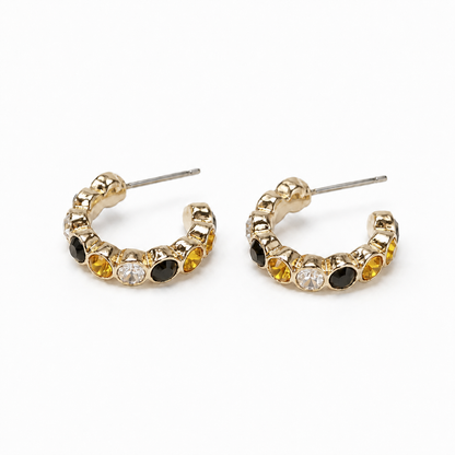 Game Day Black & Gold Hoop Earrings