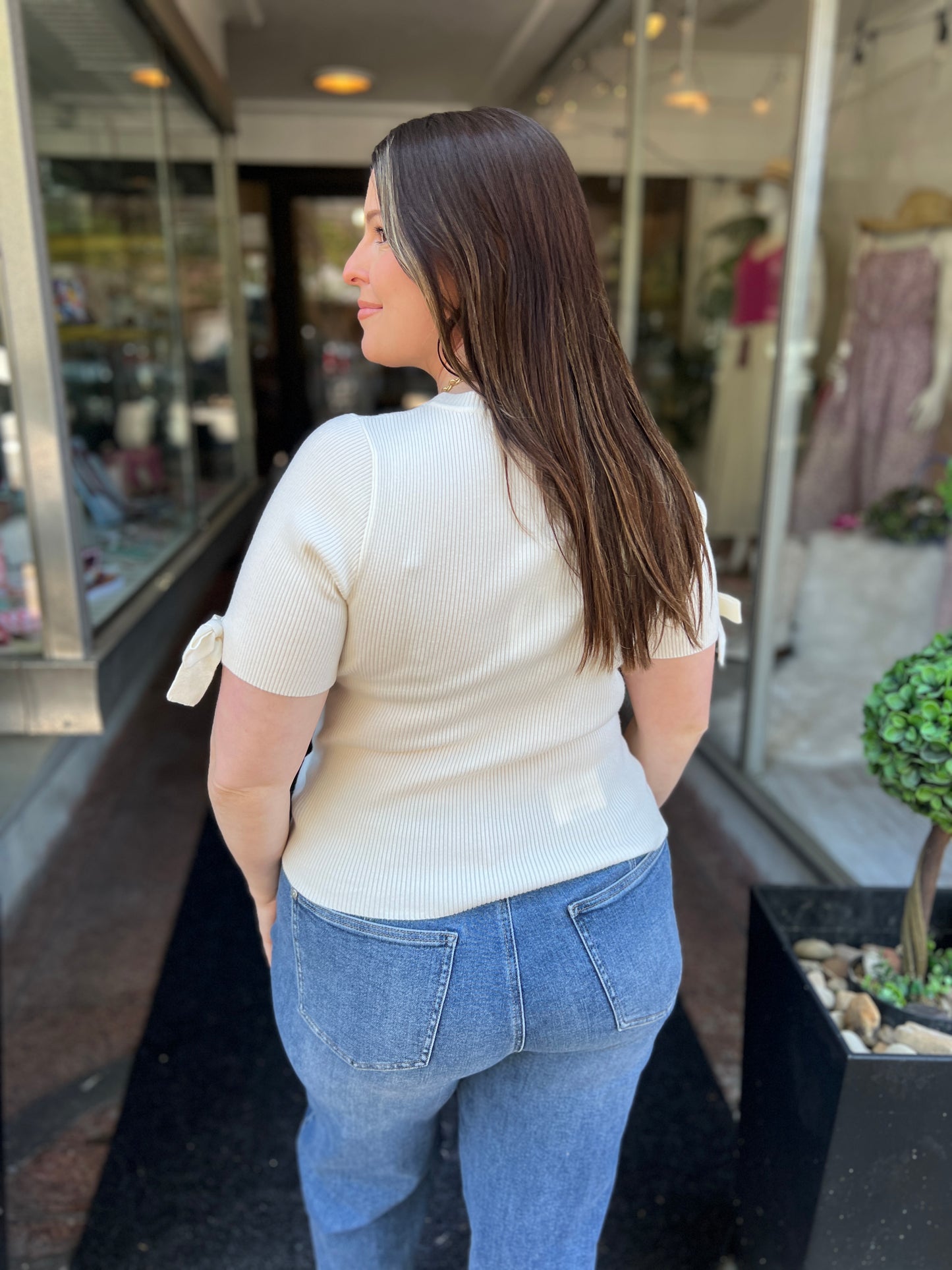 What A Doll Bow Sleeve Top