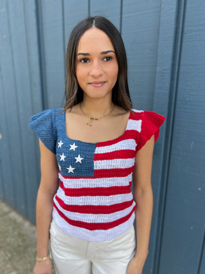 American Flag Crop Top